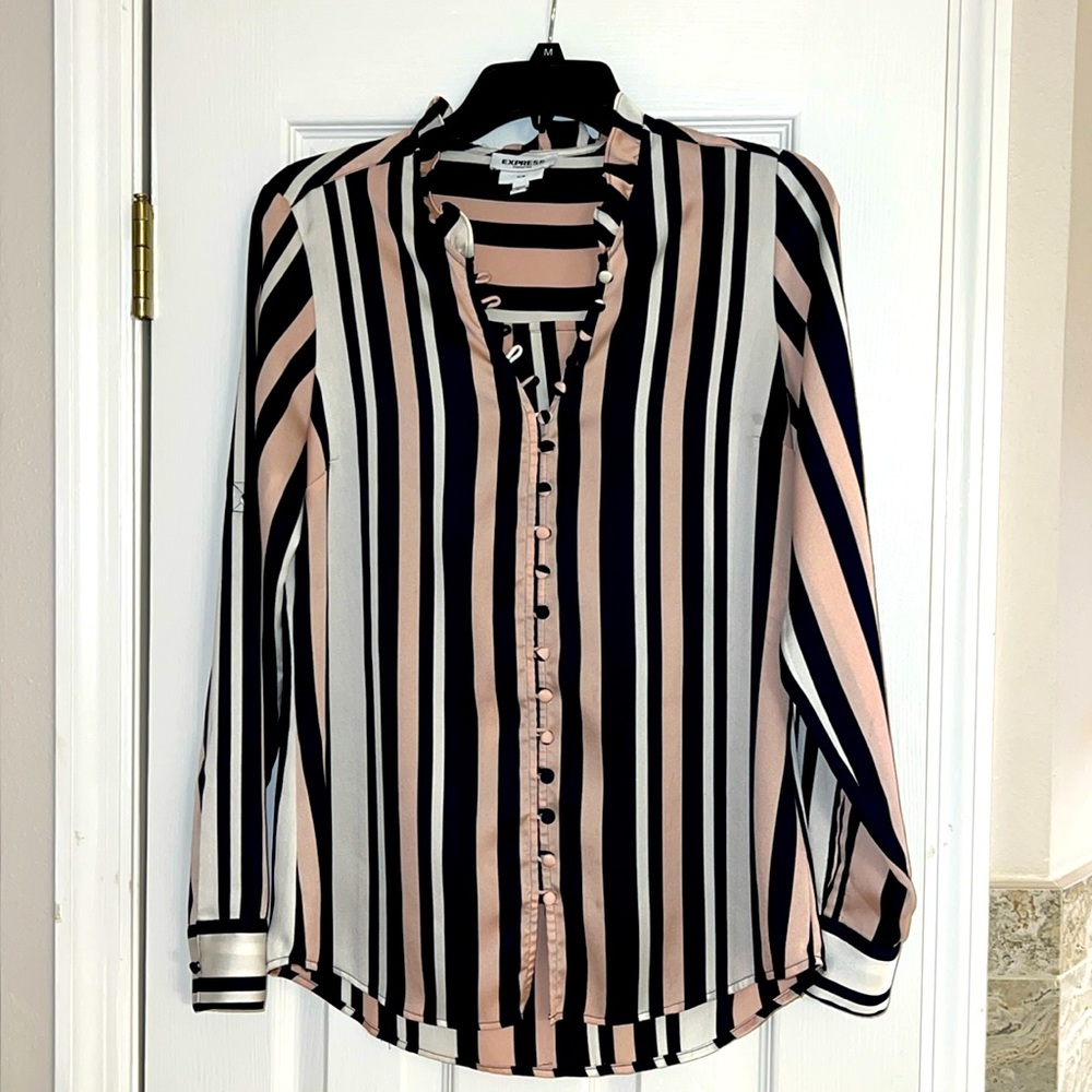 Express Pink/White/Navy Stripes Portofino Blouse